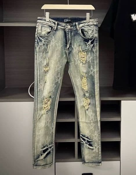 Fashion Denim Jeans for mens Hip Hop Motorcycle trousers Ripped Mens Jeans Biker Slim Straight Skinny Pants Vintage water washable Pant clothing