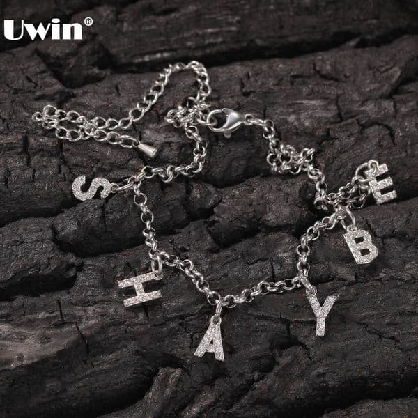 Uwin Hiphop Jewelry Customized Letters Anklets with extension Chains DIY Initial Name for Women Girls Personalized Gift 260418