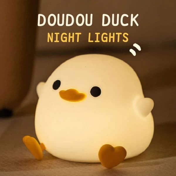 1pc Doudou Duck night light Childrens gift soft light eye care USB charging timing automatic clap silicone lamp 260324
