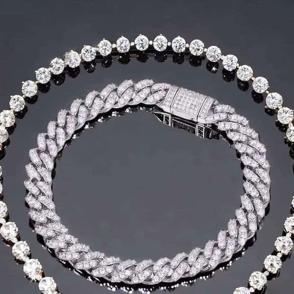 Fashion 6mm Hip Hop Jewelry Iced Out VVS Moissanite Bracelets Sterg Sliver Cuban Chain k for Women Men's aaa