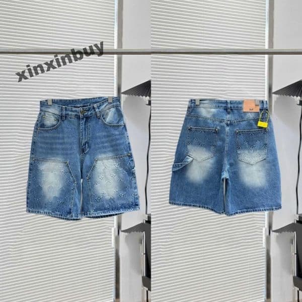 xinxinbuy Men women designer Shorts pant beach emboss Letters jacquard denim Paris high quality Casual pants blue white gray blue S-3XL