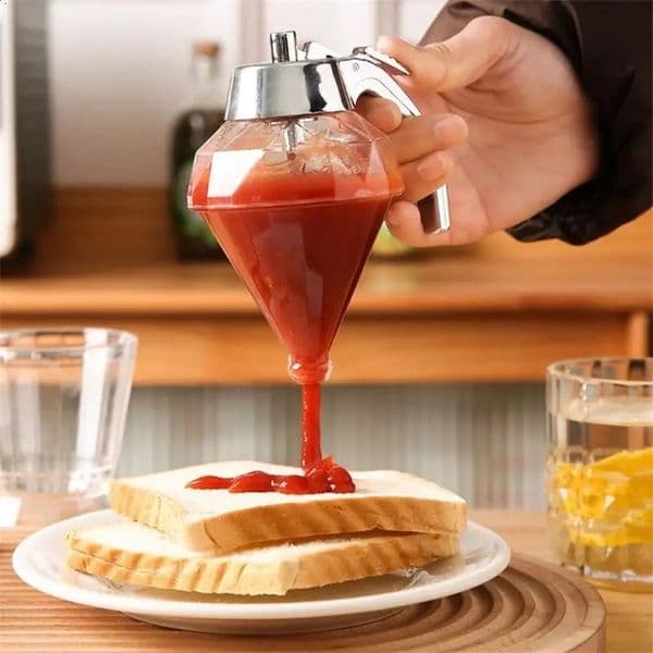 Honey Jar Dispenser 8oz Clear Beautiful Honey Jar Push Type Multi Purpose Pot With Stand Lid Elegant Shape Sugar Condiment Oil 250614BJ