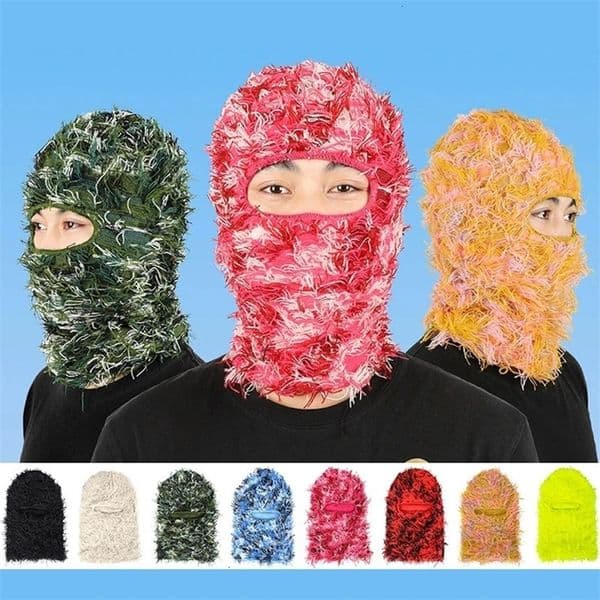 Camouflage Woolen Hat Knitted Balaclava Winter Warm Ski Masks Cycling Men Full Face Mask Motorcycle Riding Caps Outdoor 251202BJ