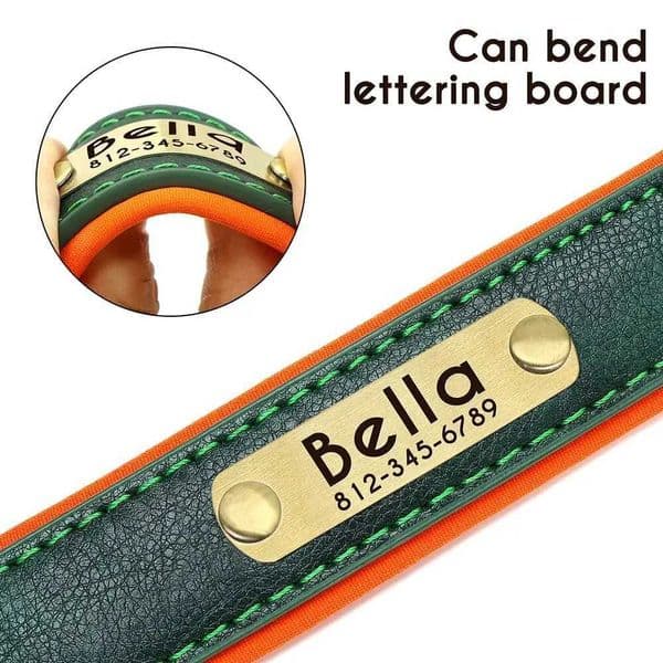 Personalized Customized Leather ID Nameplate Dog Collar Soft Padded Dogs Collars Free Engraving Name for Small Medium Large Dogs L260526{category}