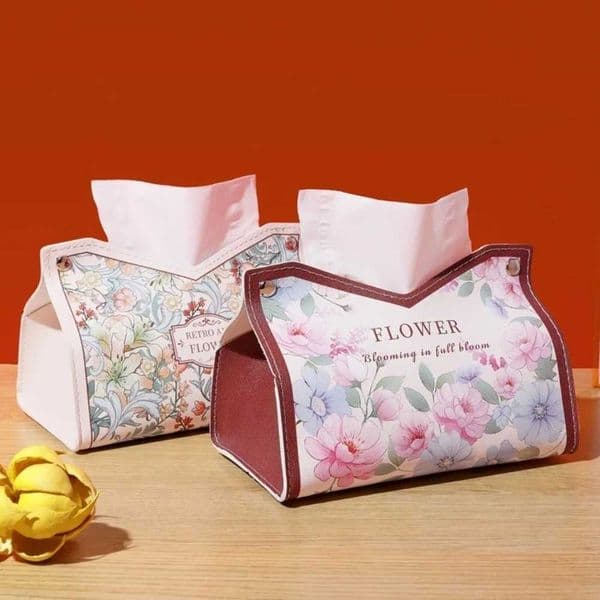 Luxury Leather Tissue Box Multi-functional Car Interior Tissue Storage Box Pull-down Pocket Paper Holder H260420