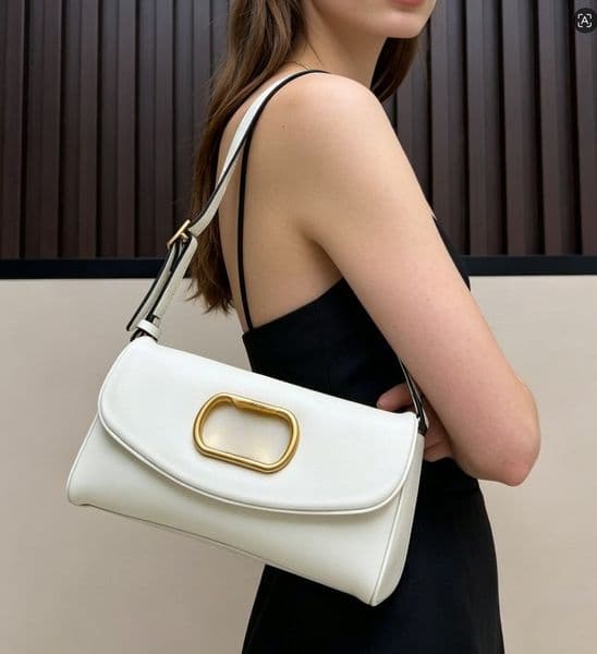 DEVAIN Lambskin Shoulder Bags Genuine Leather Underarm Bag Gold Hardware Vintage Brass Finish Hobo Adjustable Detachable Strap Multi-functional Totes 3630