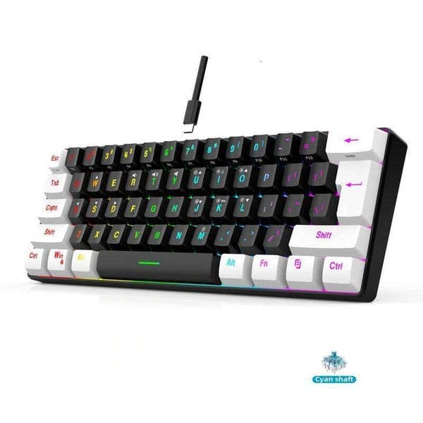 Mechanical keyboard gamer 60% mini 6 1keys backlit pc switches keyboards portable wired cute laptop key board teclado mecanico 26L0420