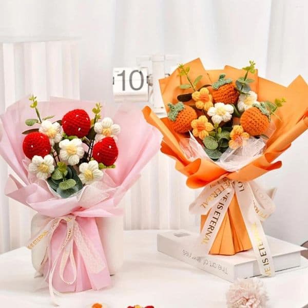2026 Decorative Flowers Handcrafted Crochet Bouquet - Colorful Artificial Flower Perfect For Home Decor Birthday & Graduation Free Shipping Shipping 002