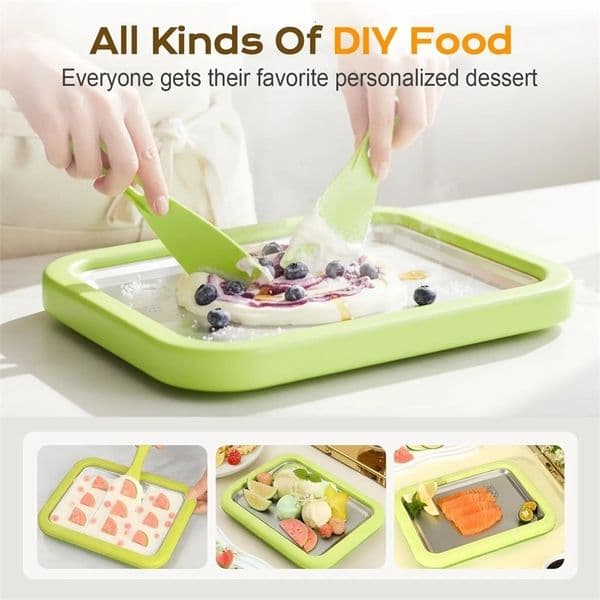 Household Rolled Ice Cream Maker Small Childs Homemade Yogurt Pudding Stainless Steel Stir Fried Ice Tray Ice Stir Fry Machine 260320BJ
