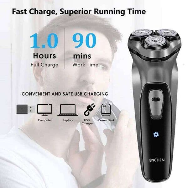 ENCHEN Blackstone Electrical Rotary Shaver for Men 3D Floating Washable Type-C USB Rechargeable Shaving Beard Machine 26Li0420