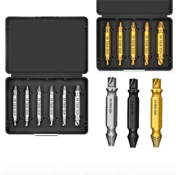 HSS 4341 Screw Extractor Set 4/5/6PCS Double-Ended Broken Bolt Remover Tool for Damaged Stripped Screws