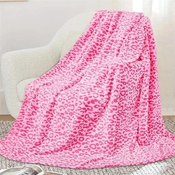 Flannel Blanket Leopard Pattern Soft Plush Decorative Throw for Chair Sofa Bedroom Stylish Warmth Bringing Quality Certified 260130BJ