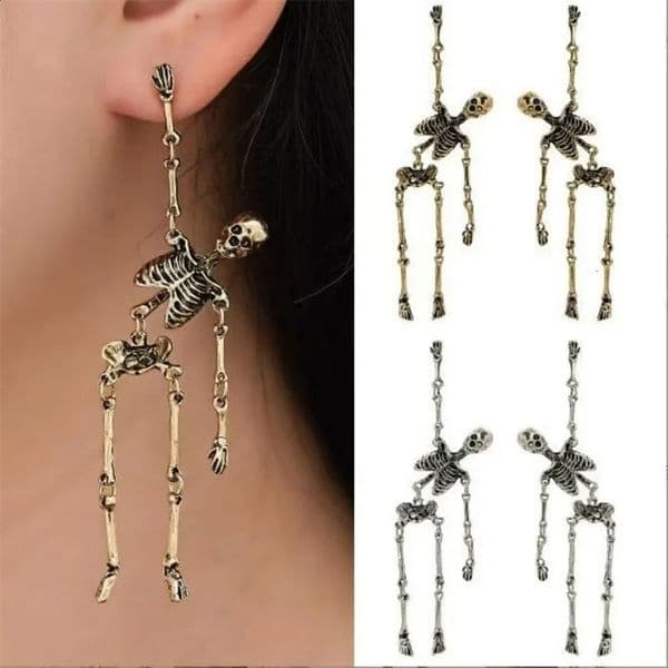 Halloween Skull Dangle Stud Earrings For Women Gothic All Saints Day Jewelry Metal Drop Statement Pierced Ear Horror Party Gift 260323BJ