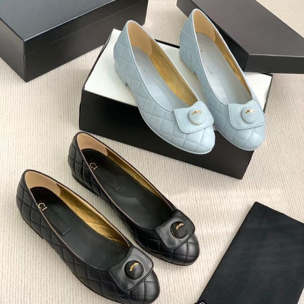 Paris designer Ballet Flats Women brands Quilted Genuine Leather Slip on Ballerina Round Toe Ladies Dress Shoes Zapatos De Mujer