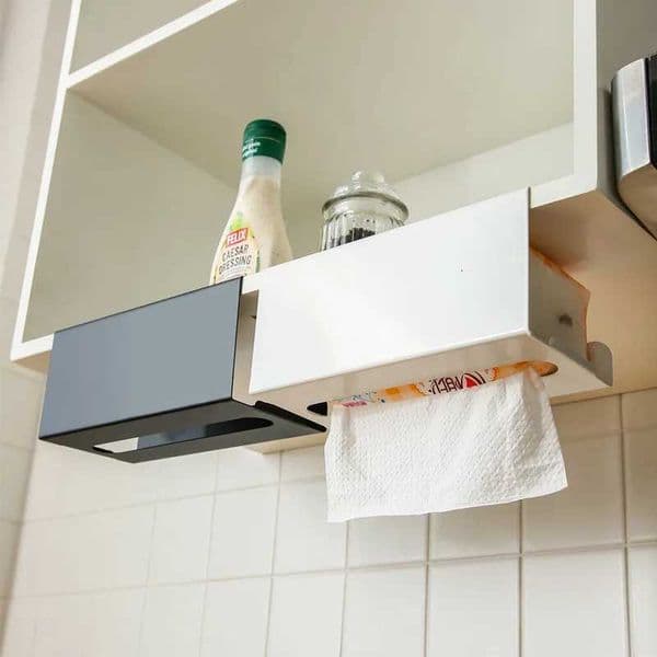 1/2pcs Kitchen tissue holder no punching iron paper holder household napkin hanger cabinet drawer wall mounted H260420