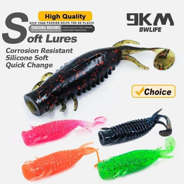 9KM 5Pcs 8cm/8g Soft Lure Topwater Popper Bass Fishing Lures Swimbaits Freshwater Trout Panfish