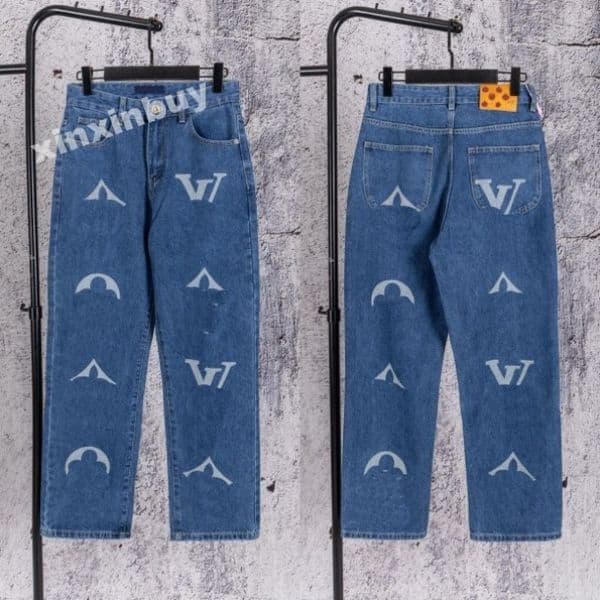 xinxinbuy Men women designer jeans pant Big letters Printing workwear denim Casual pants blue black M-2XL
