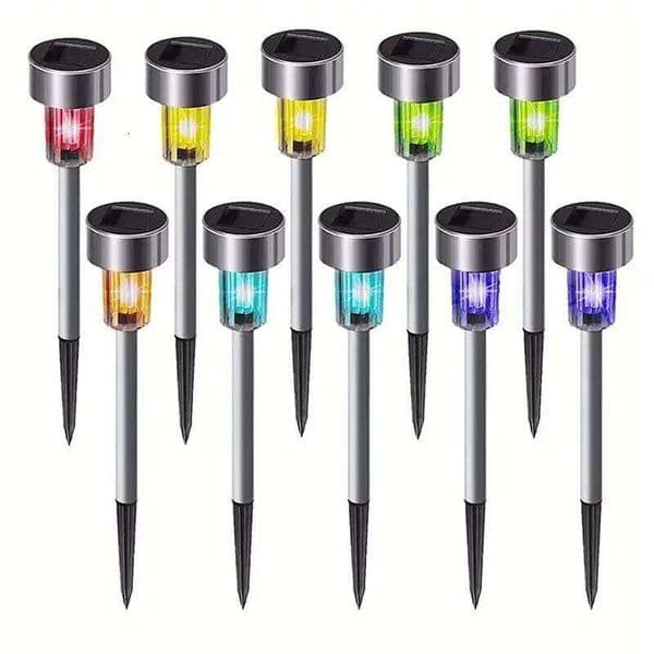 1/10pcs LED Outdoor Stainless Steel Stick Solar Powered Landscape Lighting Roads Gardens Courtyards Lights 26W0420