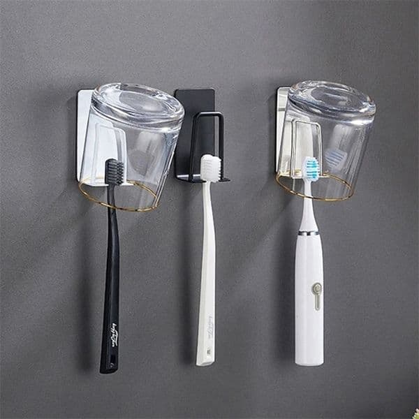 Stainless Steel Tooth Brush Holder Wall Mount Punch-free Toothbrush Holders Wall Space Saving Bathroom Storage Rack YSJ005 260408BJ