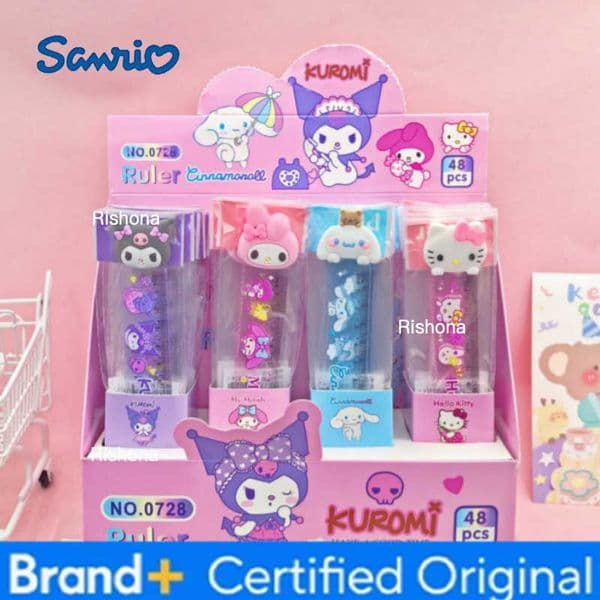 Sanrio 48pcs/lot Melody Kuromi Straight Ruler Cute Cinnamoroll Drawing Bookmark Promotional Stationery Gift School Supplies H260420Sanrio