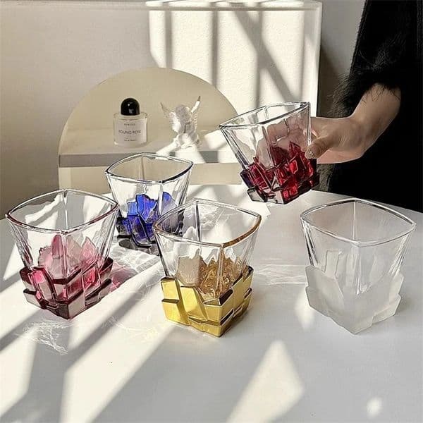 Ice Cube Glass Tumbler Artistic Limited Edition for Whiskey Cocktail Water Home Bar Gift 260324BJ
