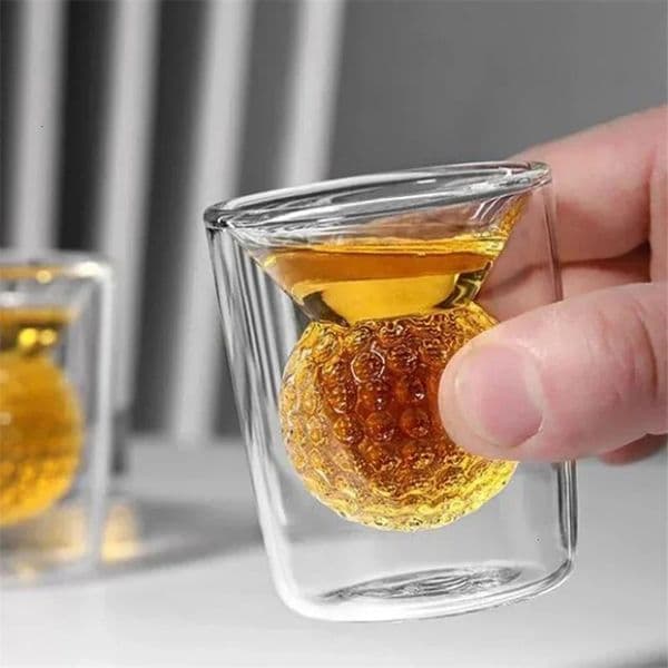 50ml Golf Ball Glass Cups Funny Double Walled S Glass Drinking spirits Glasses Forwhiskey tea Espresso coffee 260109BJ