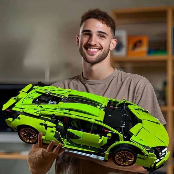 1623-Piece Green Racing Car Model Set, Abs Building Blocks, for Living Room and Bedroom Decoration, Perfect Halloween or Christmas G 26H0420
