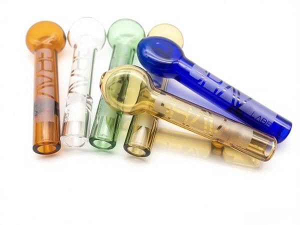 Wholesale MINI Colorful 8cm thick heady Glass Tobacco Dry herb cigarette filters bat One Hitter Pipe cigarette filters for smoking