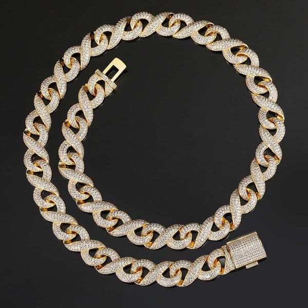 Jewelry 15mm full-diamond figure-eight Moissanite 14K Cuban GRA chain men's necklace light VVS luxury niche 18K Hip Hop 1-5CT jewelry customizable