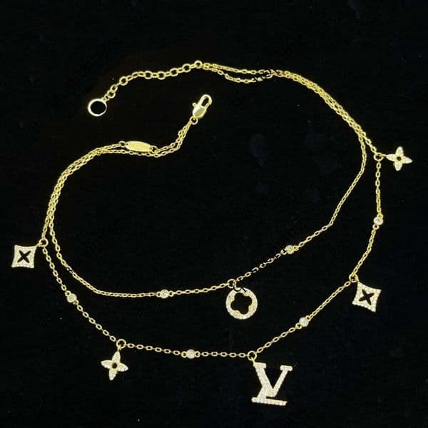 Fashionable double-layer pendant layered for womens jewelry designer necklace high-quality electroplated 18k gold wedding and birthday gifts