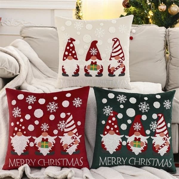 Pillow Case 1 PC Christmas Throw Pillow Cover Velvet Embroidery Snowflake Boblin Christmas Decoration Living Room 251107BJ