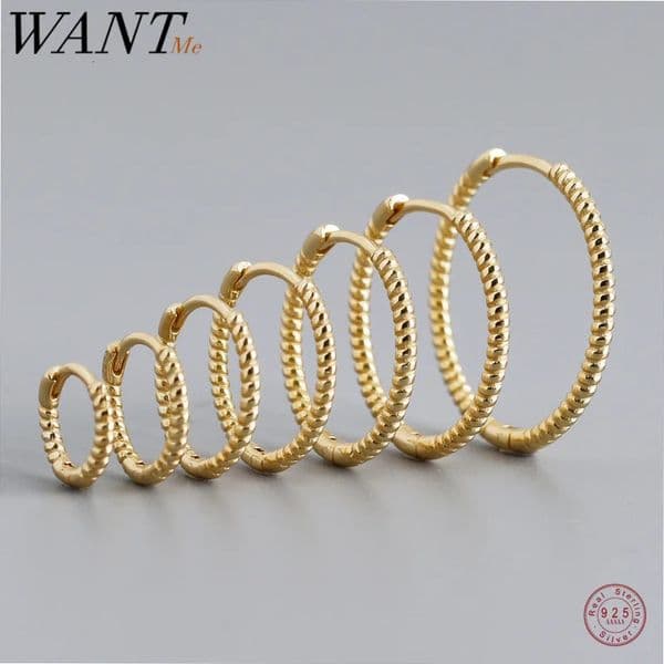 WANTME 925 Sterling Silver Fashion Piercing Charm Twist Hoop Earrings for Women Rock Gothic Unisex Jewelry Ear Buckles 260409