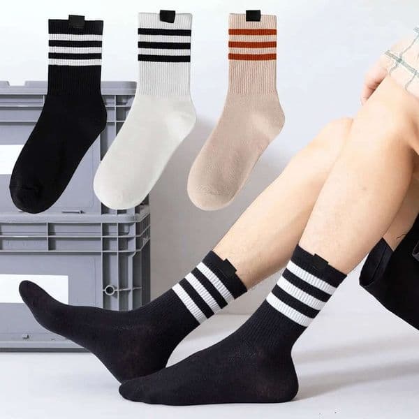 Designer yoga socks Unisex Cotton Running Fitness Sports Sweat Absorbing Breathable Mid-tube Socks Striped Sock
