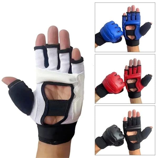 Half Finger Boxing Gloves PU Leather MMA Fighting Kick Boxing Gloves Karate Muay Thai Training Workout Gloves Kids Men 251222BJ