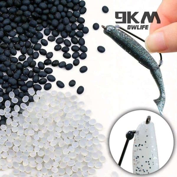 9KM Fishing Stoppers 100-300PCS Silicone Soft Plastic Keeper Pegs Bait Stopper Retainer for Worm Hook Texas Rig