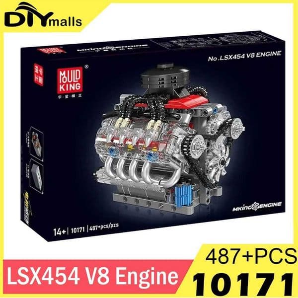 MOULD KING 10171 Technical Motorized LSX454 V8 Engine Building Block Toys Educational Car Bricks Children MOC Toys Gift For KidsT260420
