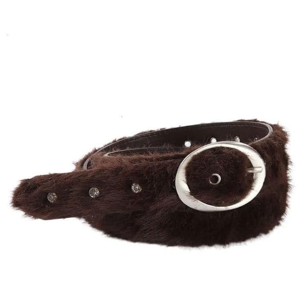 Vintage Trendy Faux Fur Belts Punk Y2K Rabbit Fur Belt All-match Waist Belts Women Fashion 251218BJ