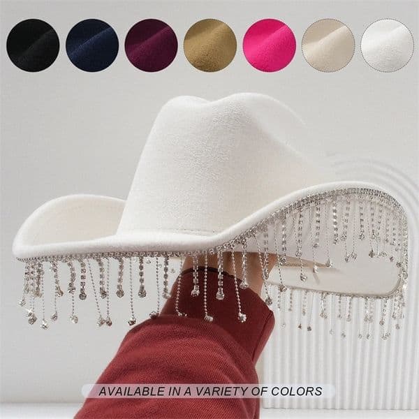 Tassel Felt Western Cowboy Hat Large Brim Sun Hat Large Head Circumference Warm Top Hat Womens British Hat 260306BJ