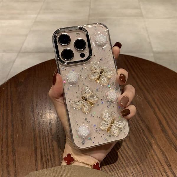 Phone case Luxury Butterfly Case for Apple 16 Pro Max iPhone 16 New Model 17 Full Coverage 13 3D, 12