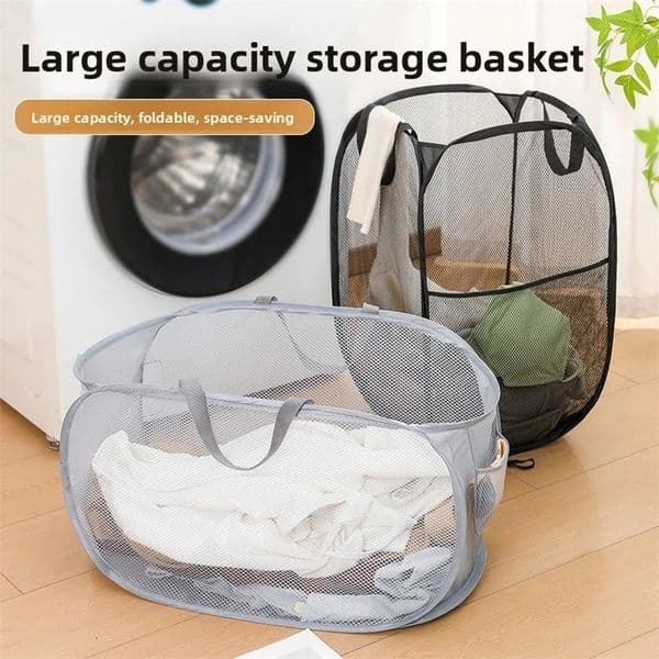 Large Capacity Laundry Basket Foldable Storage Basket with Ventilated Skeleton for Dirty Clothes Easy to Carry and Organize 251216BJ