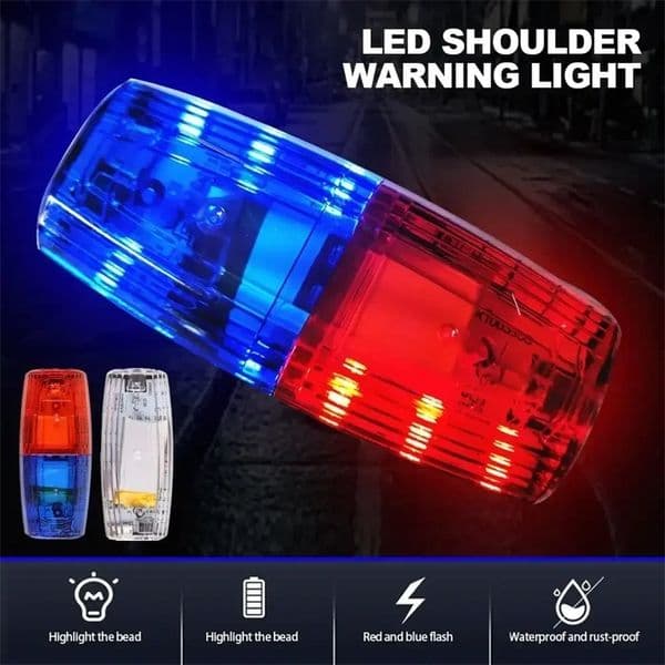 Light LED Red Blue Shoulder Lamp Caution Emergency Warning Safety Lights USB Rechargeable with Clip White Lighting Torch 251222BJ