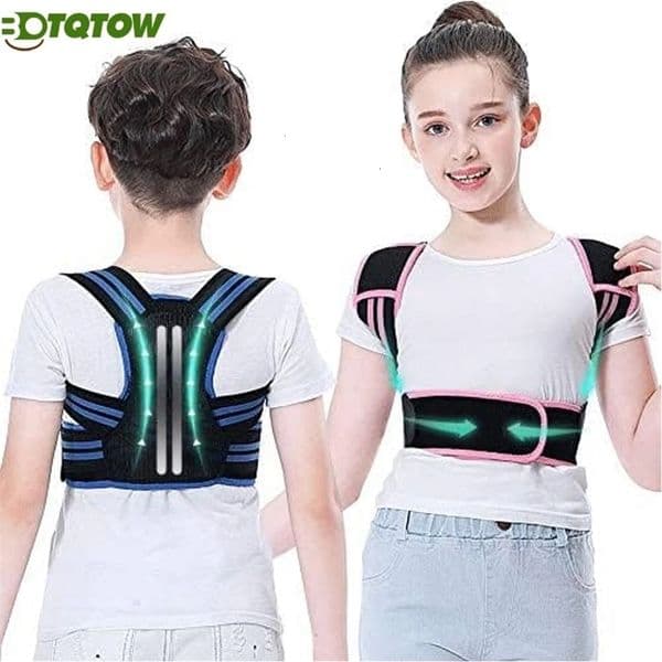 Adjustable Kids Posture CorrectorSoft Shoulder Pads Elastic Belts Upper Back Brace for Teenagers to Correct Slouch Humpback 260112BJ