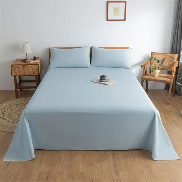 Cotton Solid Color Knitted Bed Sheet Set 2/3pcs Bed Sheet Pillowcase Single Bed Double Bed Machine Washable for use 250527BJ