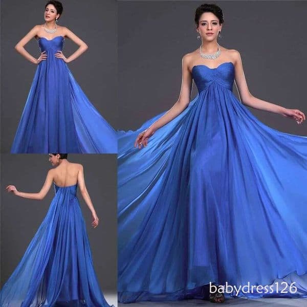 Graceful Custom Made Royal Blue Sweetheart Ruched Empire Evening Formal Party Dresses Maternity Dress ZD19