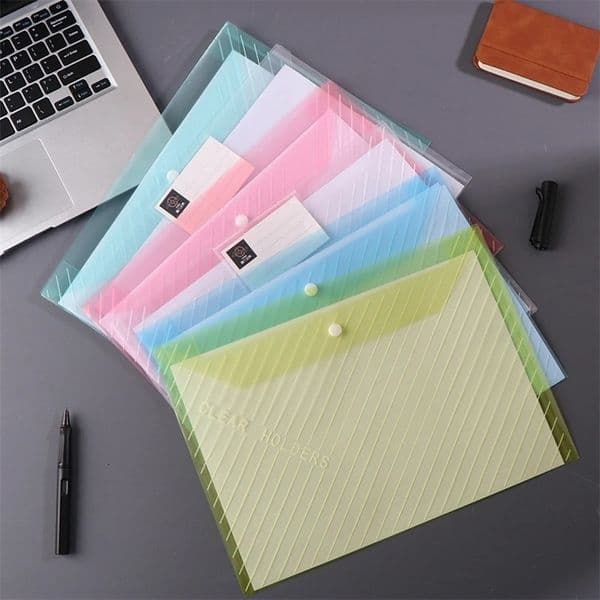 10Pcs A4 Documents Filing Storage Bag Transparent Plastic File Bag Student Organizer Information Pocket Folders Stationery 250627BJ