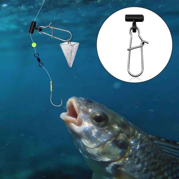 9KM Sliders Rig 25-100pcs Duo Lock Snap for Fishing Line Heavy Duty Weight Sinker Saltwater Connector