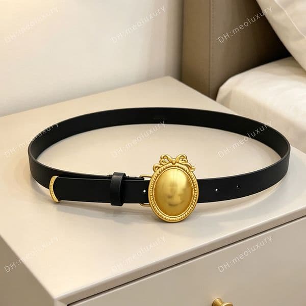 12a Designer Style 25cm Women Leather Belt Slim Waist Strap Vintage Oval Buckle Gold Tone Elegant Fashion Dress Jeans Belt 90-125cm Q260527