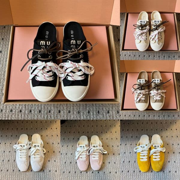 Designer Shoes Cowboy canvas Mueller half trailer Casual Shoes Double lace retro canvas half drag Mueller lazy shoes made of vintage denim casual women's shoes