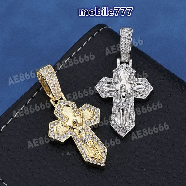 Iced Out Religious Cross Necklace Men D Color Moissanite Pendant 925 Sterling Silver Pass Diamond Tester Hip Hop Jewelry