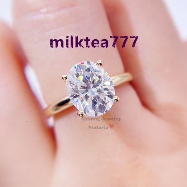 GRA Certificated Wedding Jewelry 10K Solid Gold Engagement Ring Moissanite Oval Cut